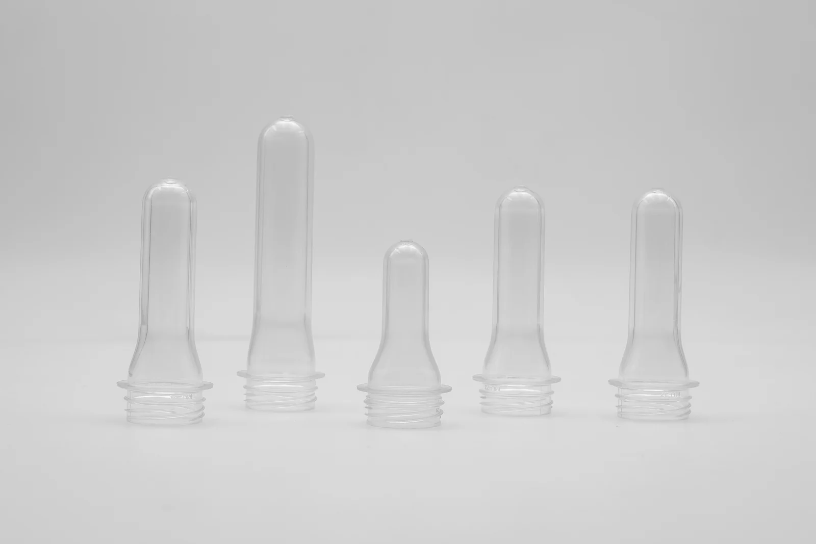 PET preforms in a range of grammages